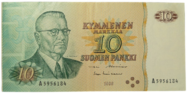 Finland 1980 10 Markkaa, Off Center Error - Image 2