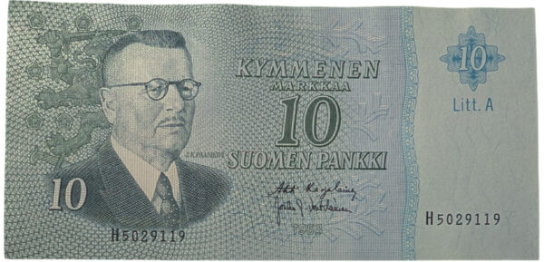 Finland 1963 10 Markkaa Litt.A H5029119 Karjalainen – Voutilainen