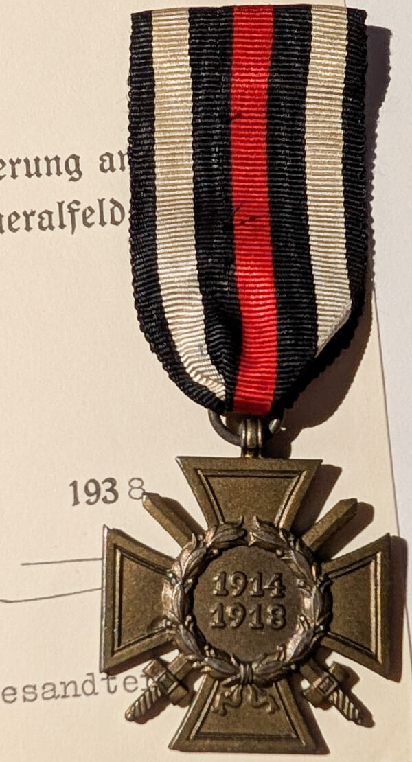 German Cross of Honour 1914-1918 with Document, Awarded to Finn