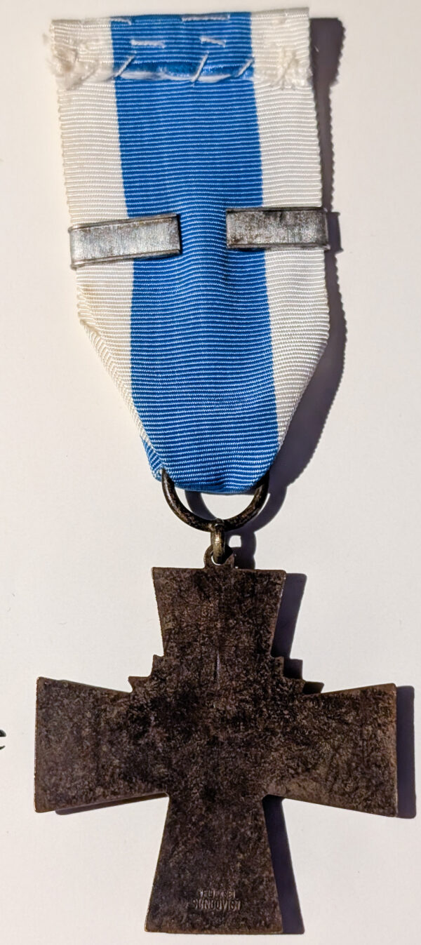 Finland Civil Guard Blue Cross with 1917-1918 Bar and Document - Image 3