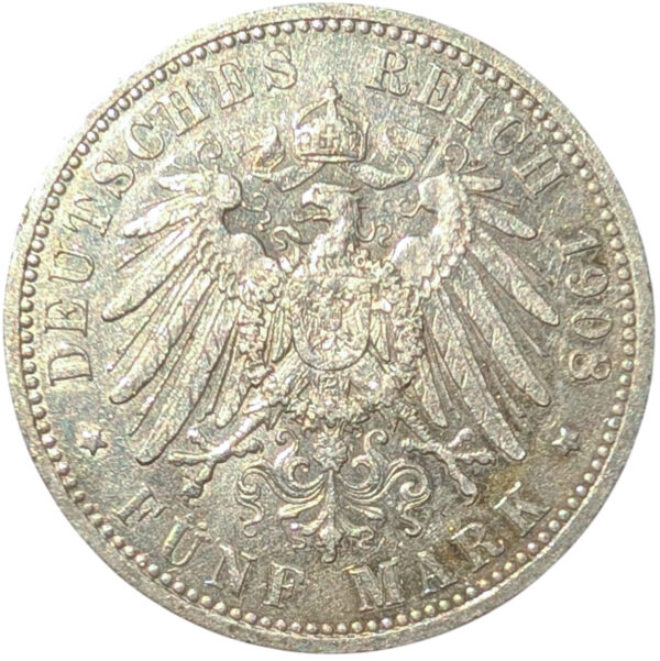 Saksa, Preussi 5 Mark 1908 A