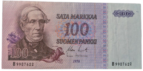 100 Markkaa 1976, No. 2 ylempänä - Image 2