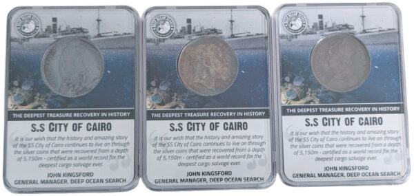 India 1 Rupee 1862, 1907, 1919 S.S. City of Cairo Shipwreck Coin Set - Image 2