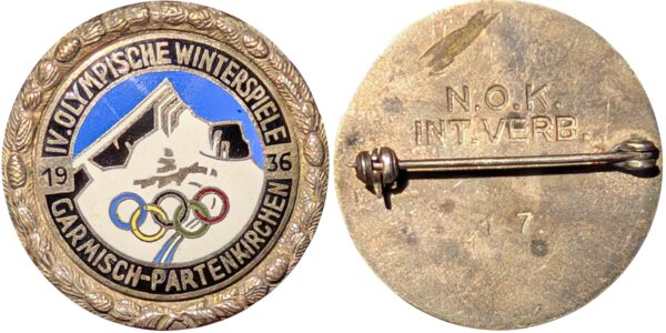 Garmisch-Partenkirchen 1936 Olympic Committee & Sports Federation Badge - Image 3