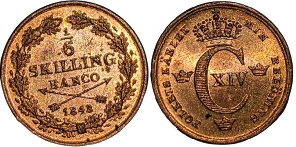 Sweden 1843 1/6 Skilling - Image 3