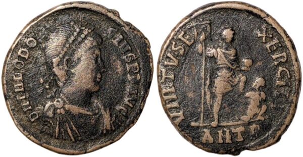 Theodosius I 379-395 AD, Æ Follis Antioch - Image 3