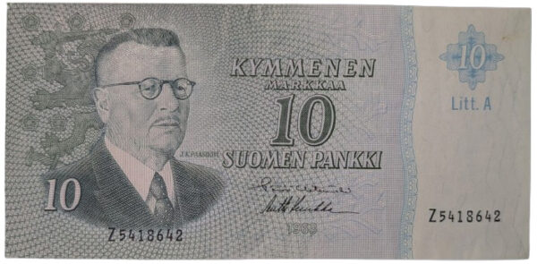 Finland 1963 10 Markkaa Litt.A, Watermark Points Visible Error - Image 3