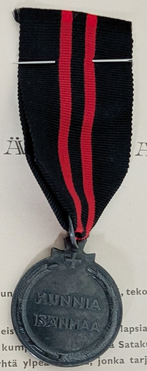 Finland Winter War Medal 1939-40 with Document - Image 2