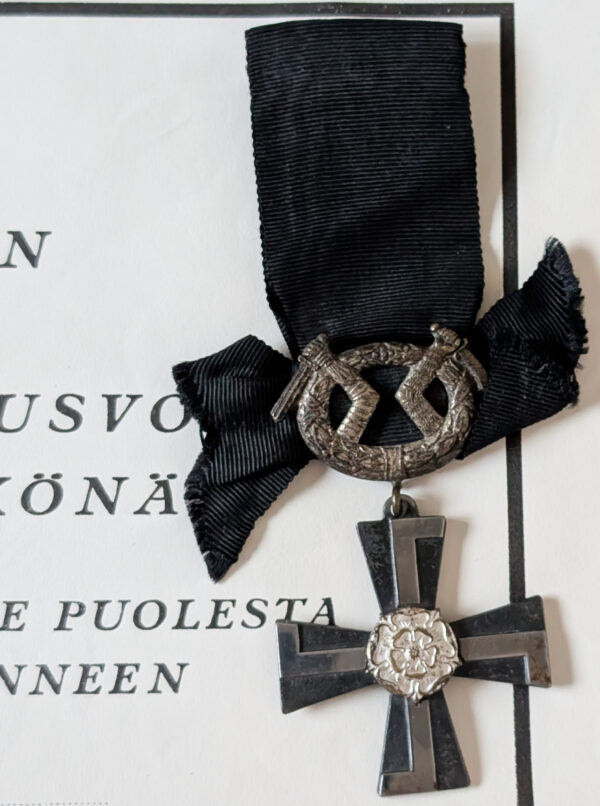 Finland 1941 Mourning Cross 4th Class with Document