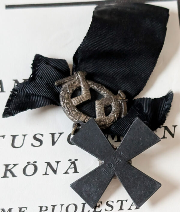 Finland 1941 Mourning Cross 4th Class with Document - Image 2