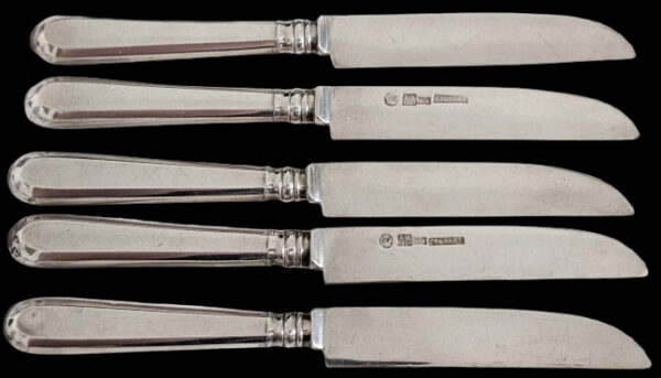 Russian Silver Fruit Knives 5pcs 1888-1893 - Image 3