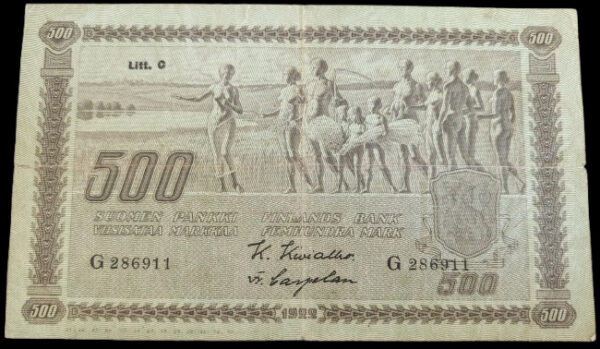 Finland 1922 500 Markkaa Litt. C G286911 Kivialho - Carpelan