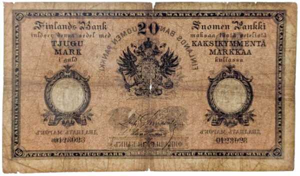 Finland 1894 20 Markkaa 0123023 Charpentier - Landtman - Image 3