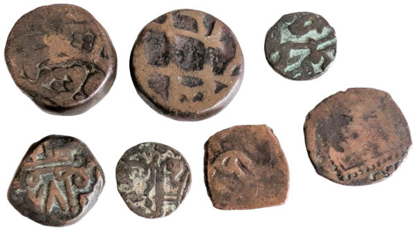 Lot of (7) Islamic and Indian bronze coins