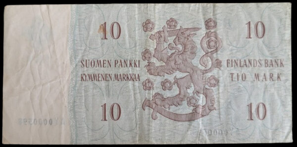 10 Markkaa 1963 Litt. A AY0000598 - Image 2