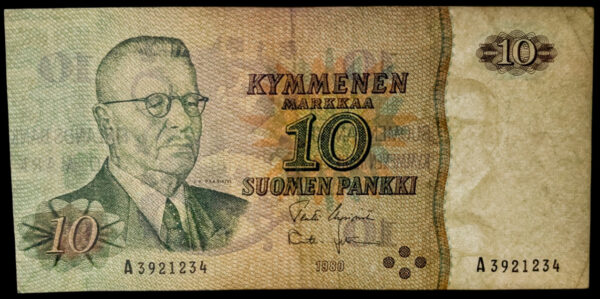 10 Markkaa 1980, vesileima vasemmalle - Image 2
