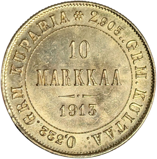 Finland Gold 1913 S 10 Markkaa