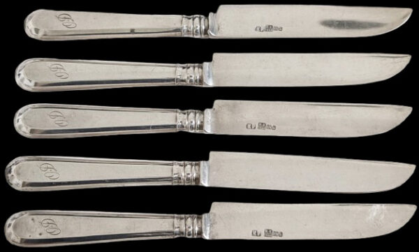 Russian Silver Fruit Knives 5pcs 1888-1893 - Image 2