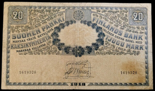 Finland 1918 20 Markkaa 1619306 Broberg – Müller