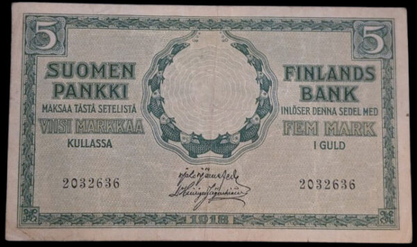 5 Markkaa 1918 2032636 Järnefelt - Hisinger Jägerskiöld