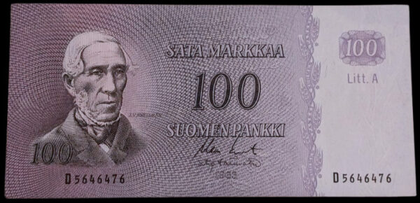 100 Markkaa 1963 Litt A D5646476 Koivisto – Törnroth