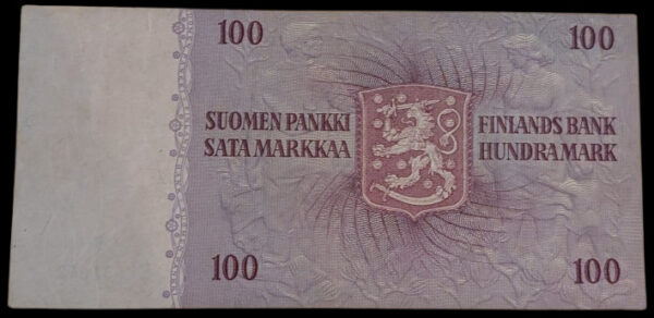 100 Markkaa 1963 Litt A E8531662 Karjalainen – Tammivuori - Image 2