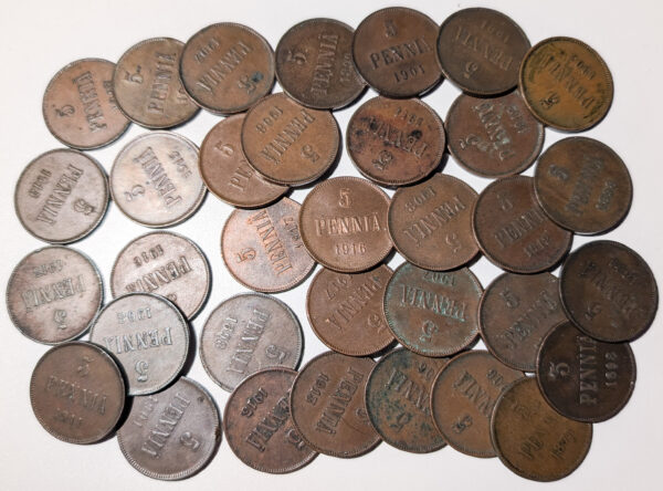 Finland 1875-1917 5 Pennia 34pcs