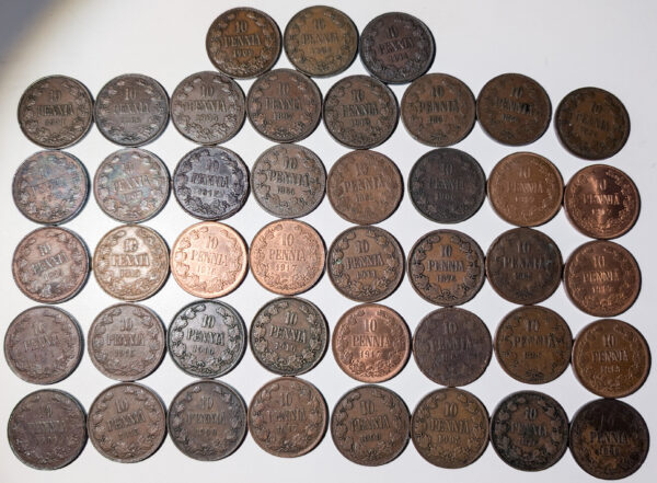 Finland 1865-1917 10 Penniä 43pcs
