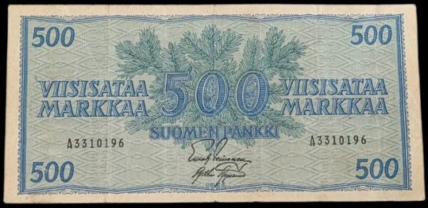 500 Markkaa 1956 A3310196 Leinonen – Aspelund