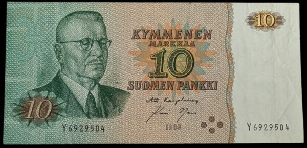 10 Markkaa 1980 VÄRIVIRHEELLINEN - Image 2
