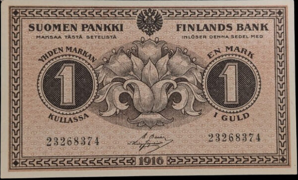 1 Markka 1916 23268374 Basilier - Hisinger Jägerskiöld