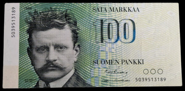 100 Markkaa 1986, VÄRIVIRHEELLINEN - Image 3