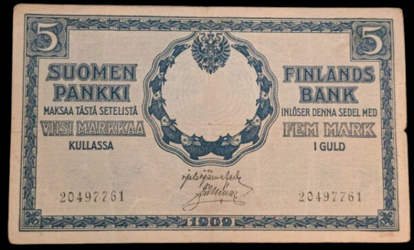 Finland 1909 SP FB 5 Markkaa 20497761 Järnefelt – Müller