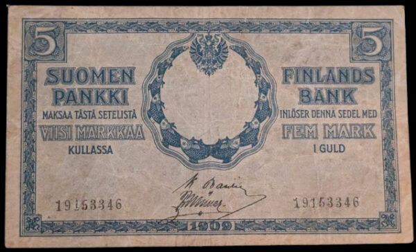 Finland 1909 SP FB 5 Markkaa 19153346 Basilier – Müller
