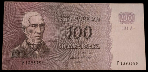 100 Markkaa 1963 Litt A F1393355 Hetemäki – Puntila