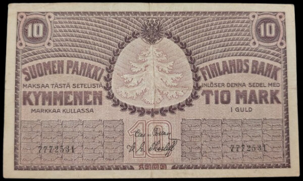 10 Markkaa 1909 7772531 von Collan - Thesleff