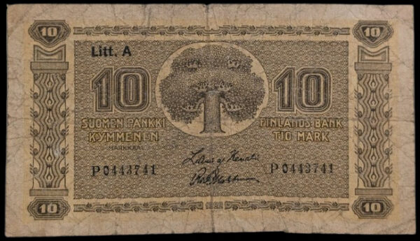 Finland 1922 10 Markkaa Litt. A P0443741 af Heurlin - Wahlman