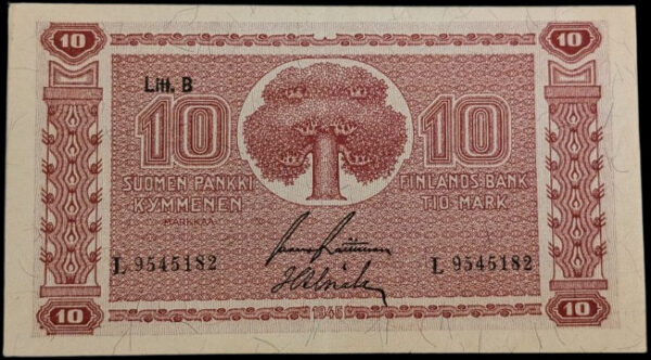 Finland 1945 10 Markkaa Liit. B L9545182 Raittinen - Alsiala