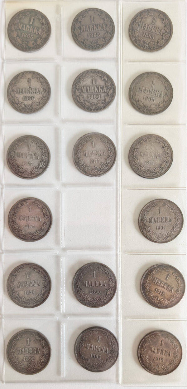 Finland 1865-1915 1 Markka 17pcs