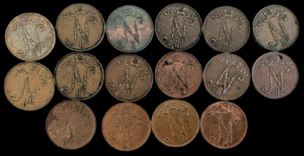Finland 1896-1917 5 Pennia 16pcs - Image 2