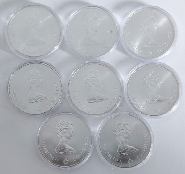Canada 1973-1976 5 Dollars, 1976 Montreal Olympics, 8pcs lot - Image 2