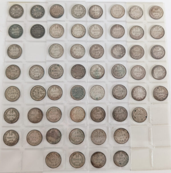 50 Penniä 56kpl 1871-1917