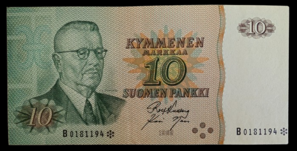 Finland 1980 10 Markkaa Star/Replacement B0181194 Kullberg – Nars