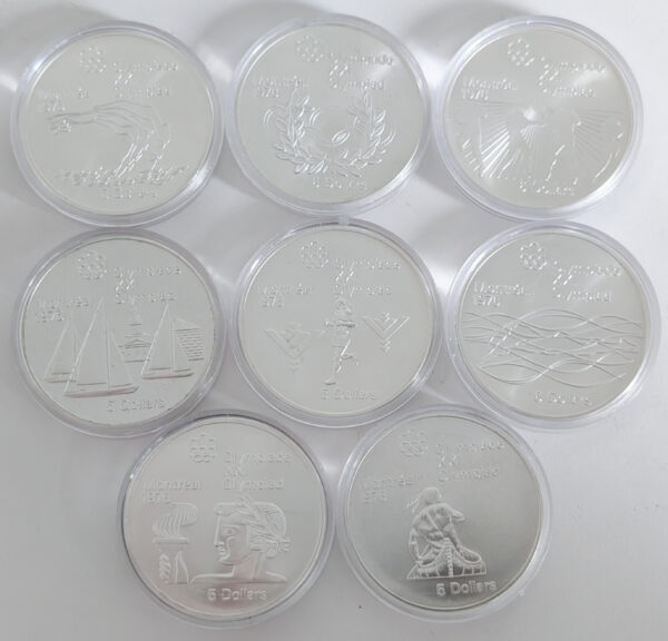 Canada 1973-1976 5 Dollars, 1976 Montreal Olympics, 8pcs lot