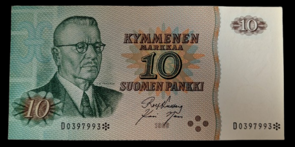 Finland 1980 10 Markkaa Star/Replacement D0397993 Kullberg – Nars