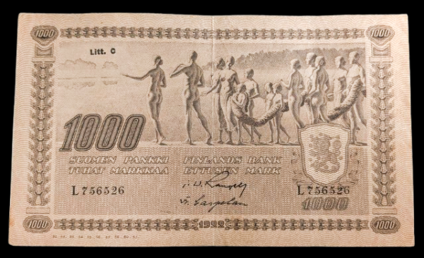 Finland 1922 1000 Markkaa Litt. C L756526 Rangell - Carpelan