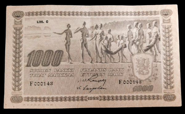 Finland 1922 1000 Markkaa Litt. C F000143 Rangell – Carpelan