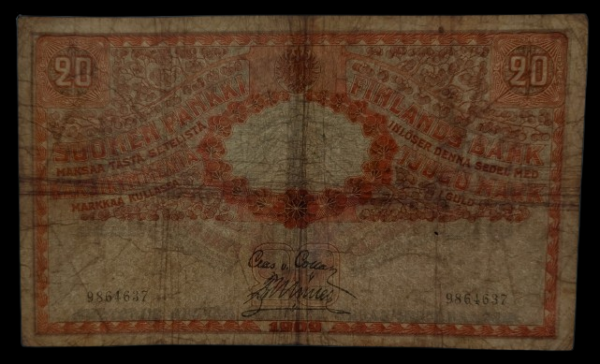 Finland 1909 20 Markkaa 9864637 von Collan – Müller (Senate Issue P#19D) - Image 3
