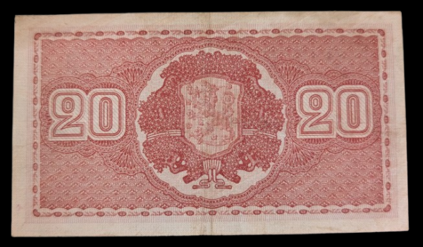 20 Markkaa 1922 Litt. C Z0231792 Rangell – Wahlman - Image 2