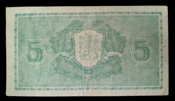 5 Markkaa 1939 Litt. D B6977850 Raittinen – Wahlman - Image 2